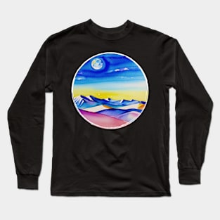 watercolor mountains vintage aesthetic Long Sleeve T-Shirt